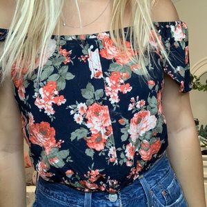 Floral black off the shoulder top